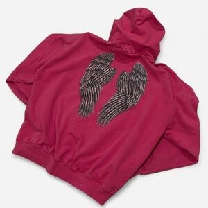 Live To Impress Hot Pink Hoodie with wings